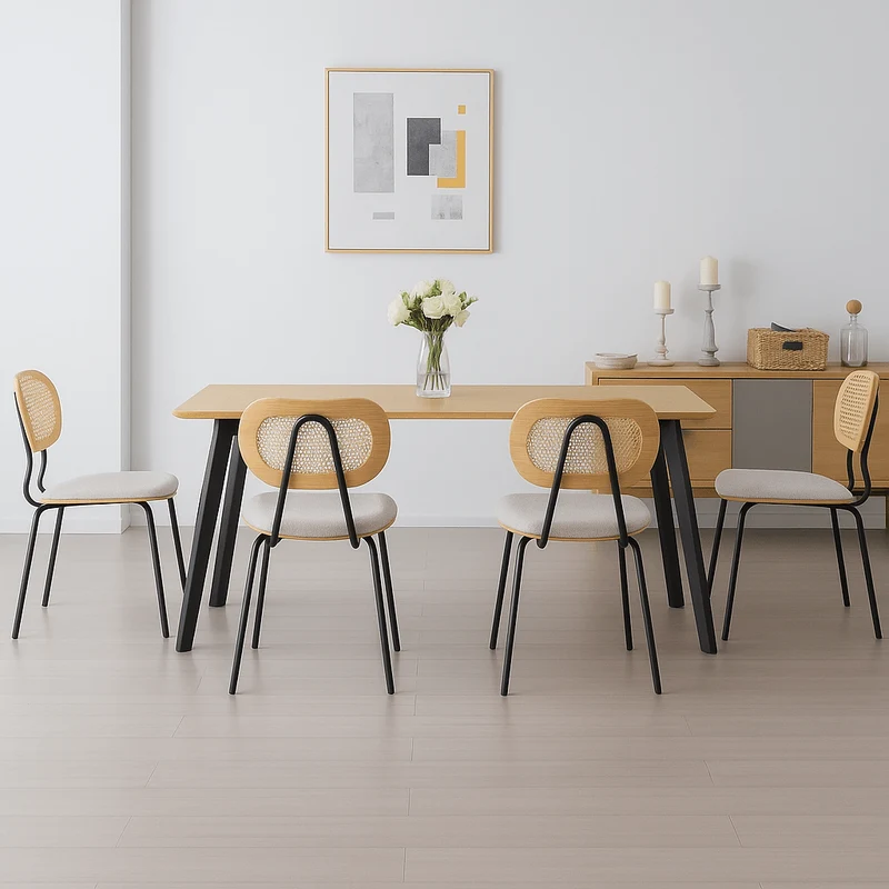 Pack 2 Silla de comedor madera y acero Alan
