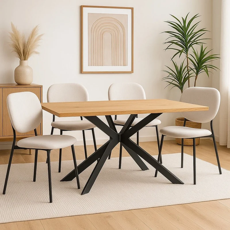 Conjunto mesa rectangular 180 cm con 4 sillas Maura Palermo