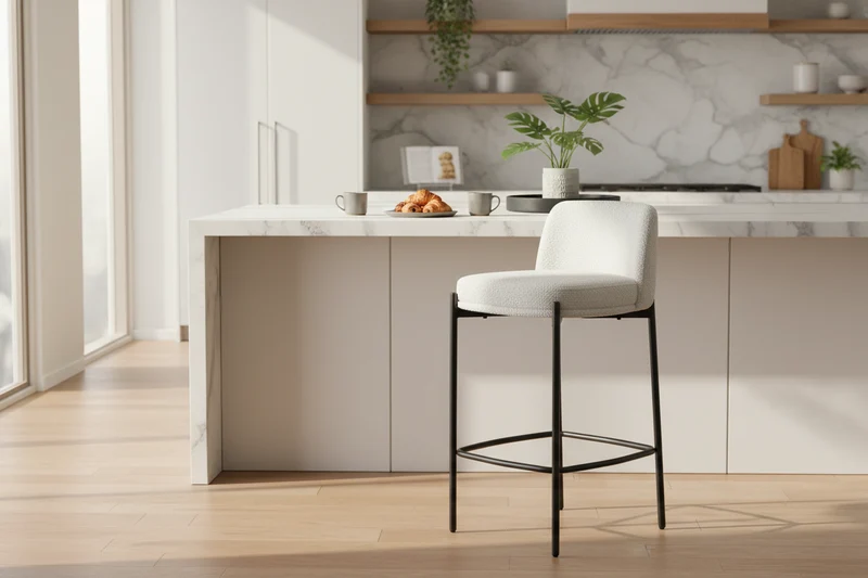 Chaise de bar bouclette blanche – Elsa