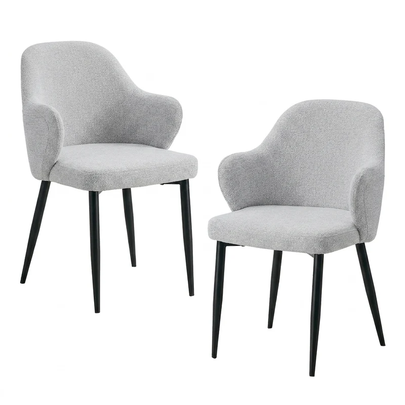 Lot de 2 chaises de salle à manger en tissu gris clair, 83 cm, dossier enveloppant PLANTDESIGN