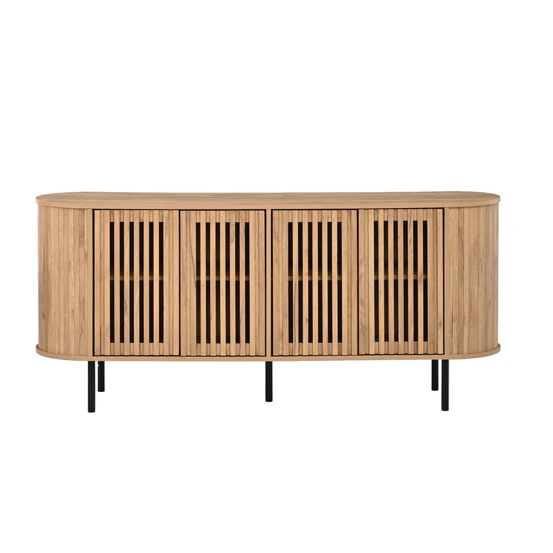 Buffet effet bois 4 portes cannées 160x40x70cm PILLOWCONCRETE