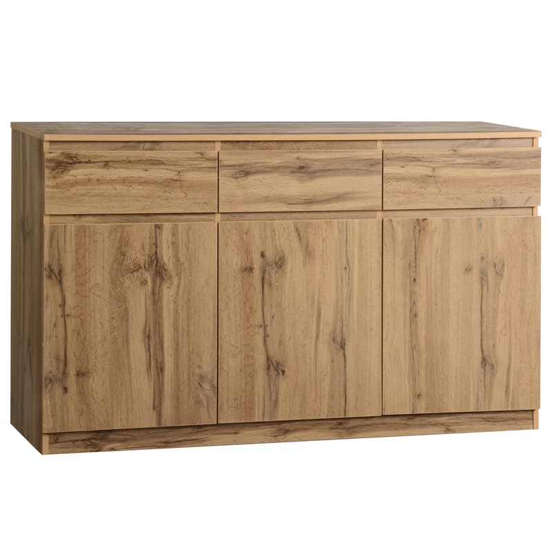 Buffet effet bois naturel 3 portes et 3 tiroirs 135x40x81cm MODERNTABLESET