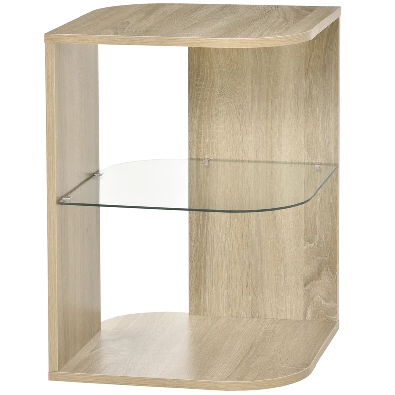 Table d'appoint bout de canapé 40 x 40 x 56 cm compacte légère étagère inférieure contemporain épuré en bois naturel 21_0003031