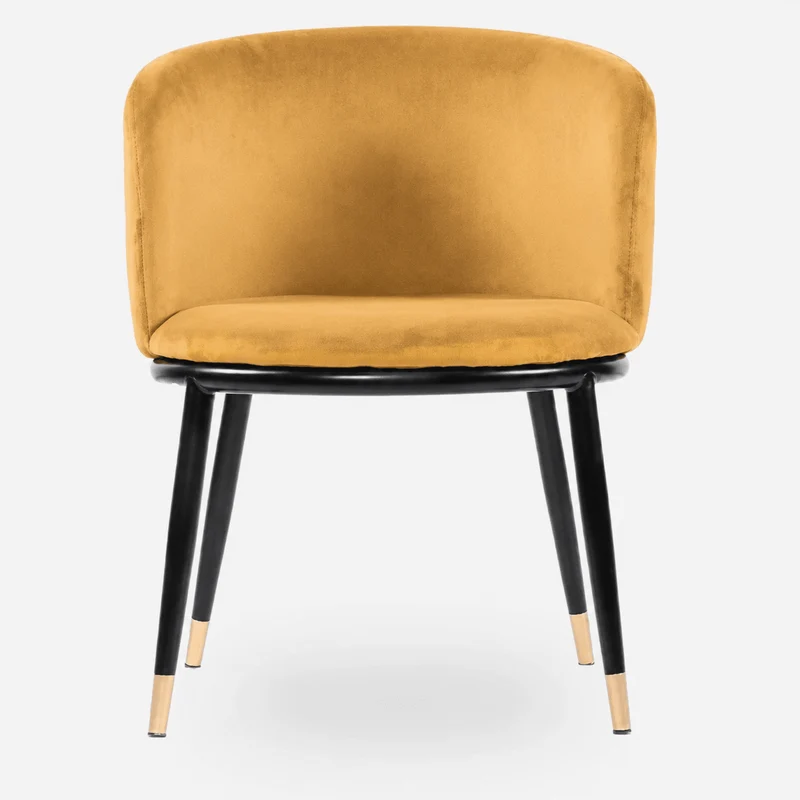 Pack 4 Sillón comedor terciopelo Enid Amarillo