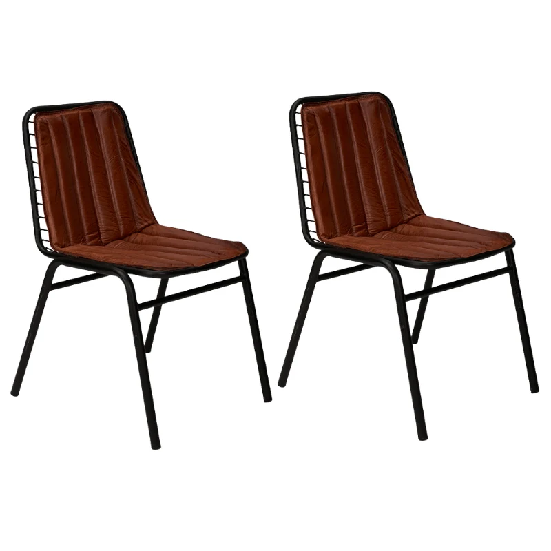 Pack 2 Silla comedor rejilla y acolchado cuero Harry