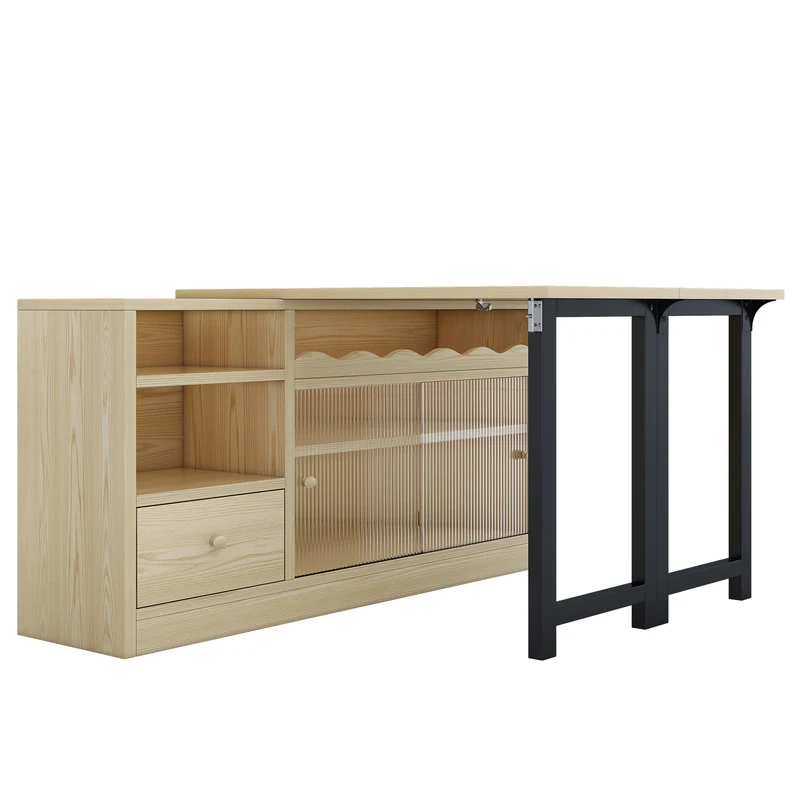 Table à salle à manger pliante et extensible avec meuble de rangement pivotant 360° SYNTROPHY