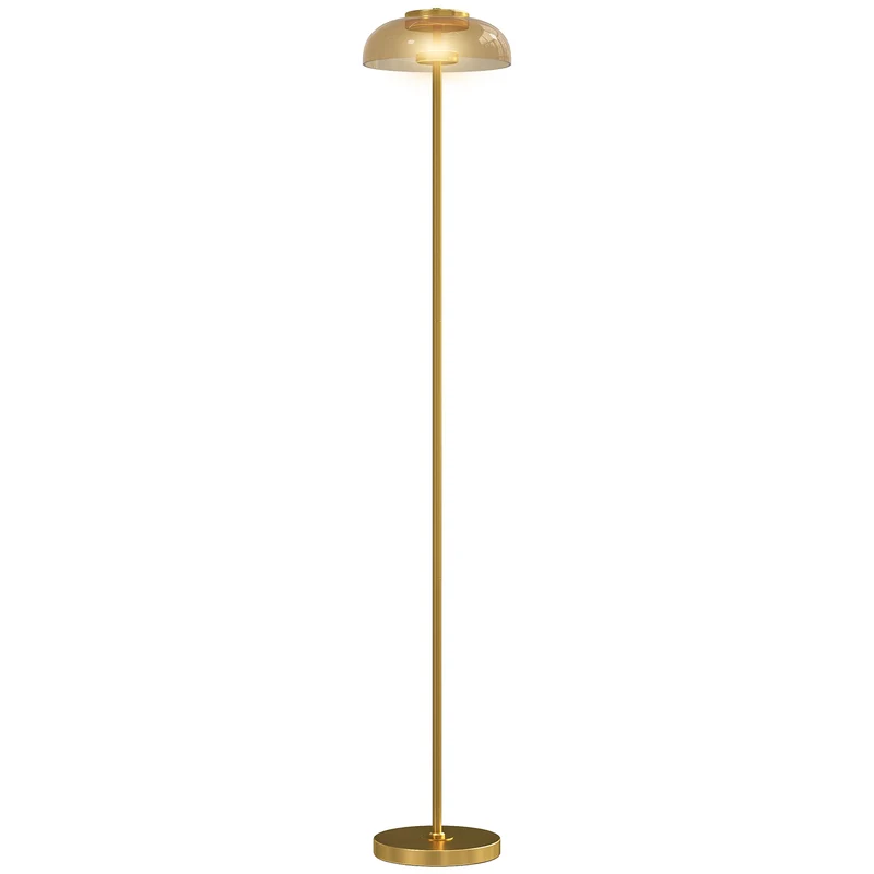 Lampadaire sur pied salon 25 x 134 cm lumière chaude 3000 K interrupteur à pied minimaliste moderne en métal laiton 21_0007053