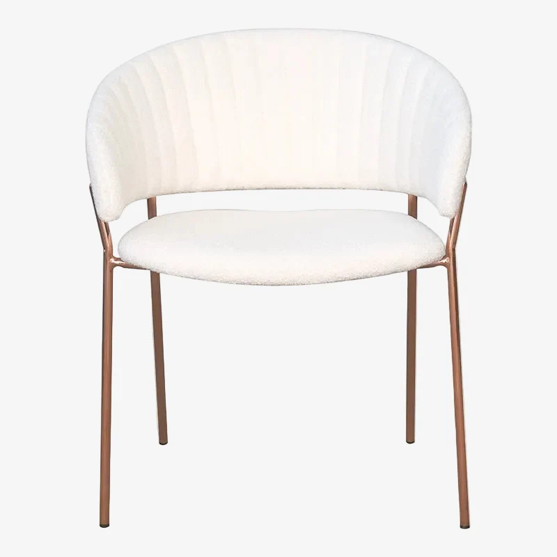 Pack 2 Silla de comedor acero metalizado bouclé blanco Izma