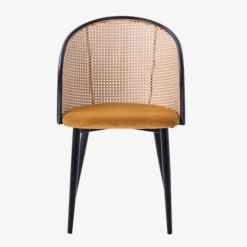 Pack 4 Silla de comedor bistró ratán asiento tapizado Muler