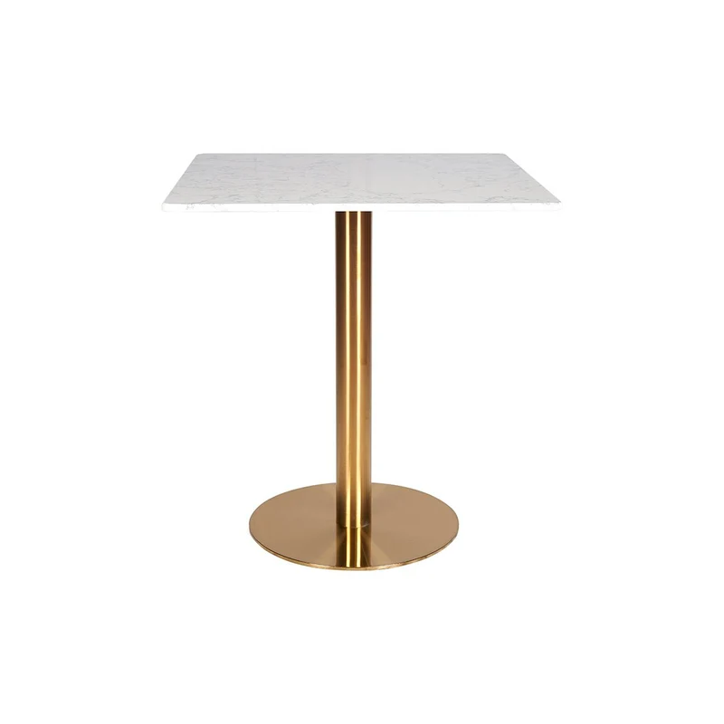 Mesa comedor inox dorada tapa cuadrada mármol blanco/negro 60-70 cm