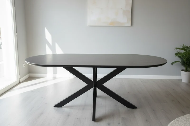 Table céramique ovale pied central - Ophélie