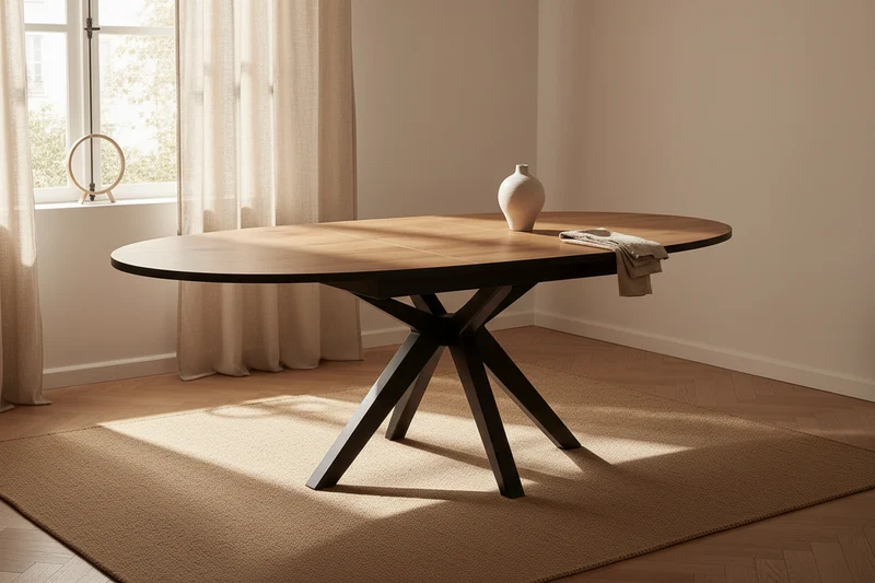 Table à manger ovale en bois extensible - Elvira
