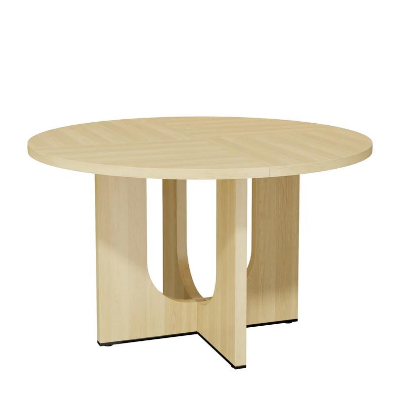 Table à manger ronde effet chêne 4-6 personnes avec pieds en U 120x120cm MINIMALISTCARTSET