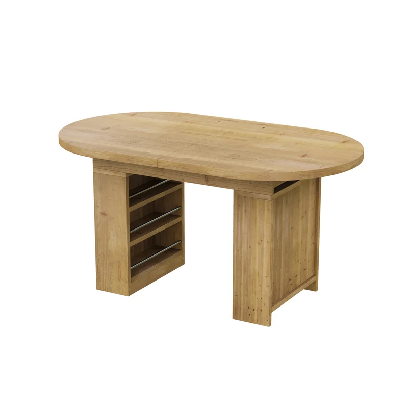 Table à manger extensible effet chêne avec rangement 6-8 personnes 150-200x90cm MINIMALISTCONCRETEST