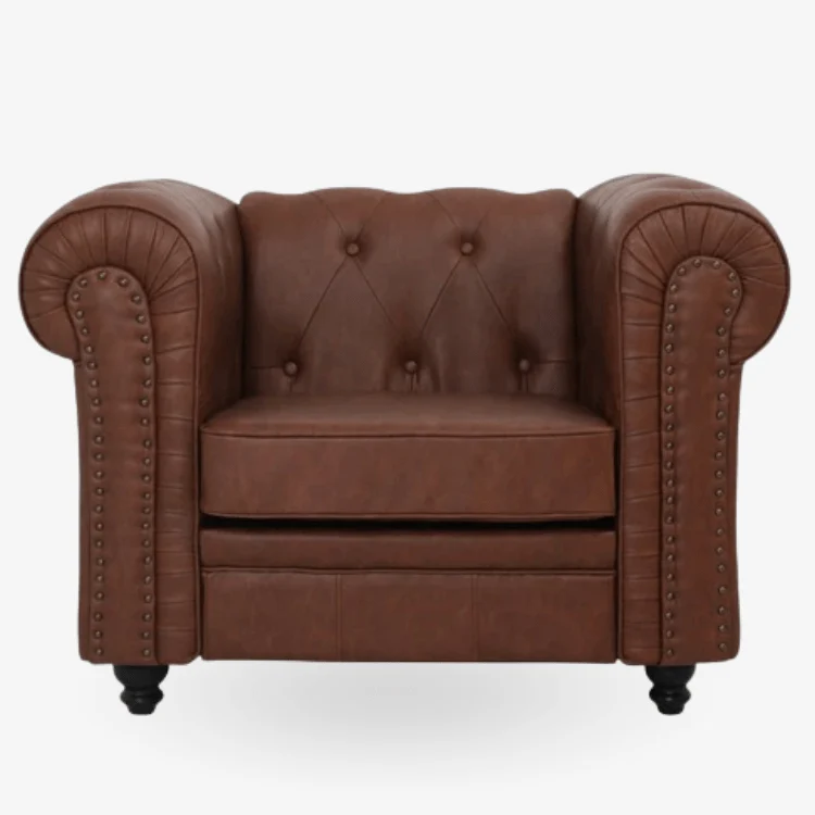 Sofá Chesterfield 1 plaza marrón vintage