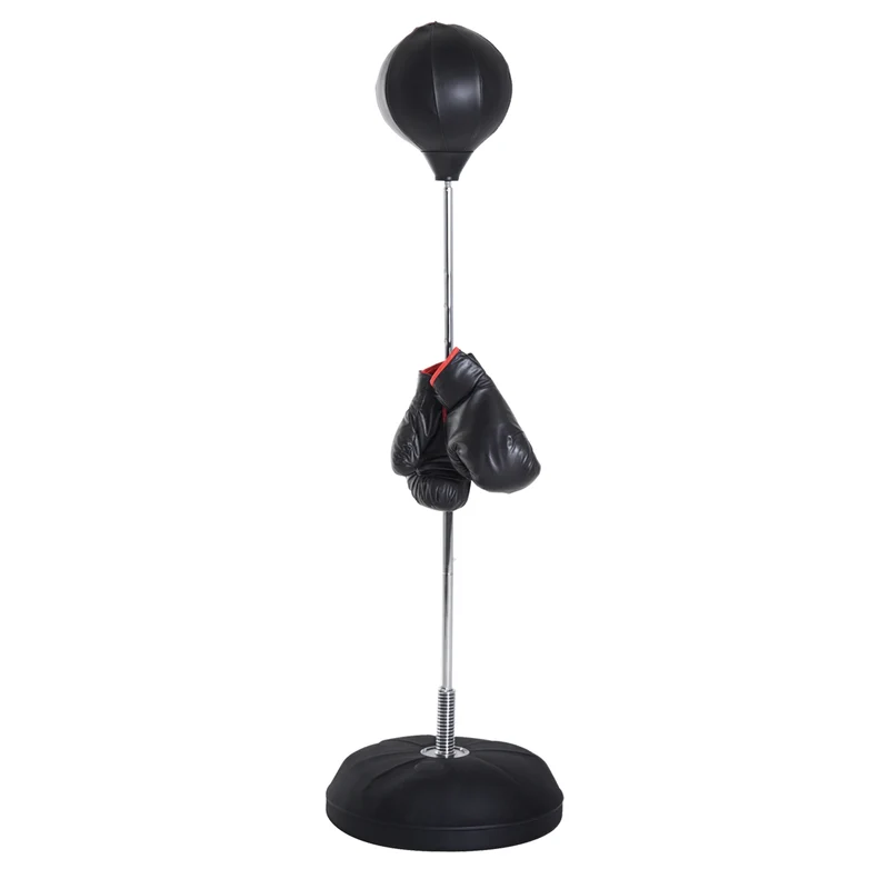 Sac de frappe sur pied 43 x 43 x 126-144 cm entraînement cardio et technique compact style industriel en acier noir 21_0006760
