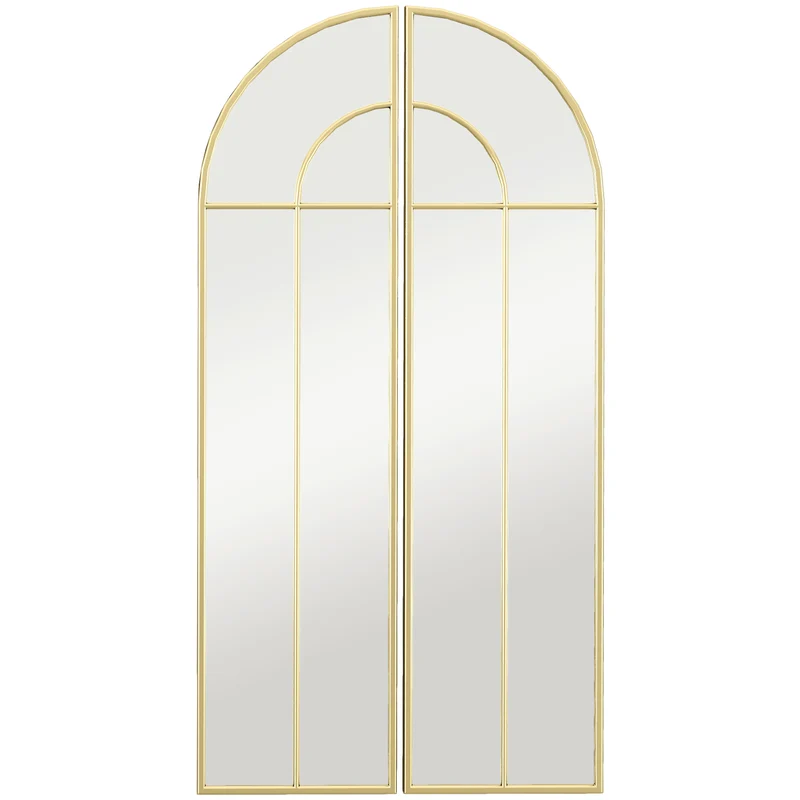 Miroir mural arc salon chambre couloir 30 x 120 x 3 cm grand effet profondeur lumière élégant contemporain en métal doré 21_0001388