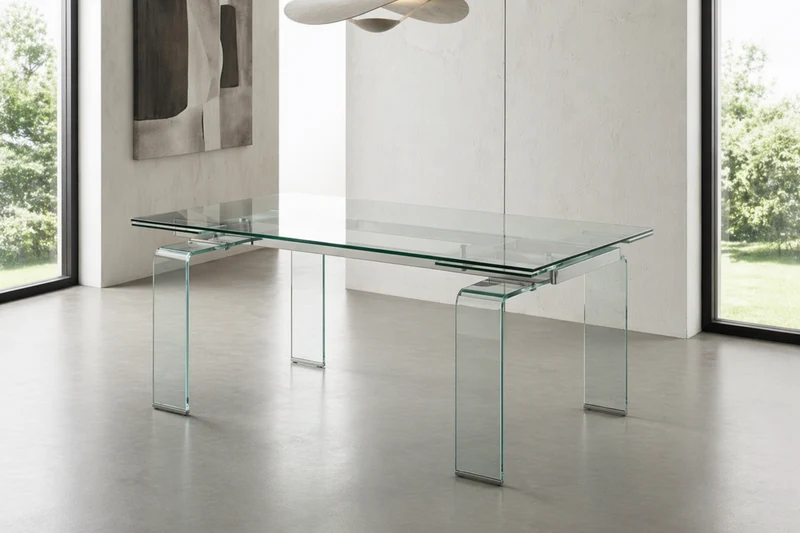 Table à manger en verre trempé extensible - Nelly