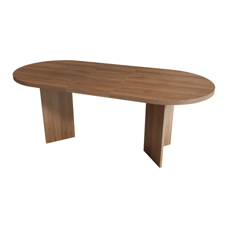 Grande table à manger effet noyer coins arrondis pour 6 à 8 convives 200x90cm MINIMALISTCHESTHOME