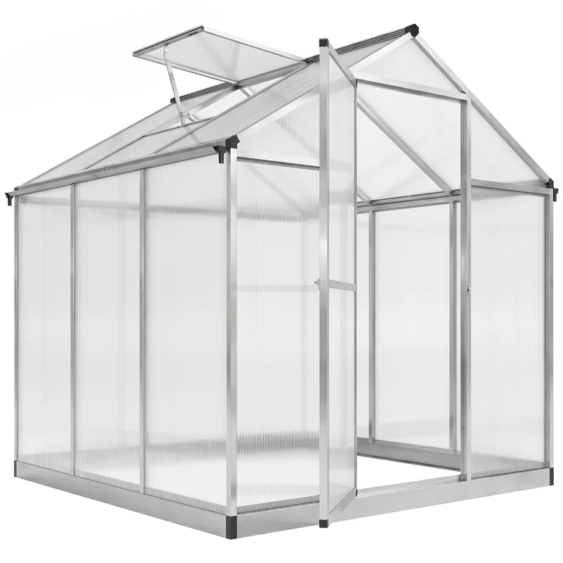 Serre de jardin 242 x 190 x 195 cm protection anti uv ventilation réglable style moderne en polycarbonate transparent 21_0004121