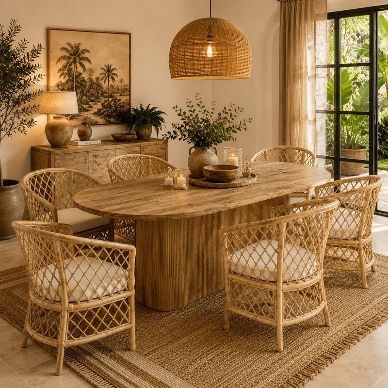 Mesa de comedor ovalada 200x100 madera mango Timbal