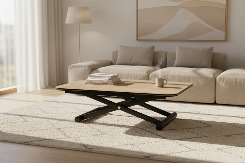 Table relevable extensible ceramique bois - Lunella