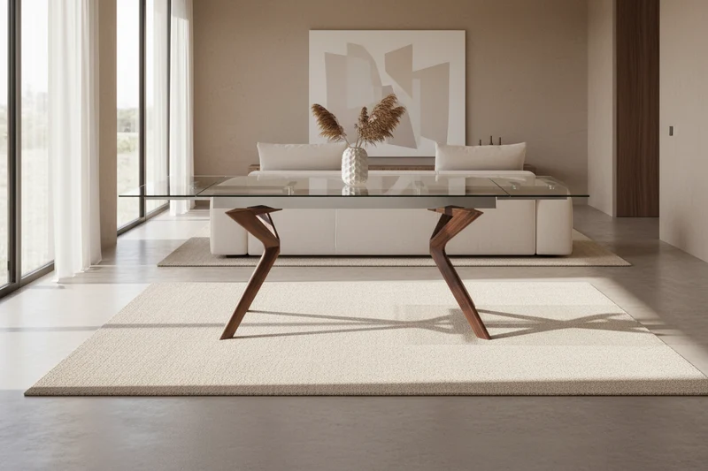 Table à manger en verre extensible pieds noyer – Nelson