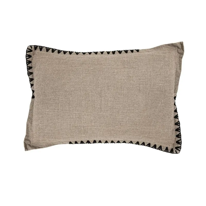 Amaira Rectangular Cushion Piping Detail Black | 60x40cm