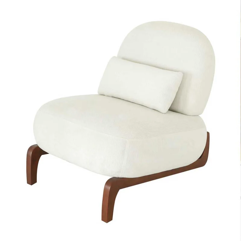 Fauteuil moderne blanc revêtement en tissu doux et pieds en bois massif FLOATING CHERRY LINE
