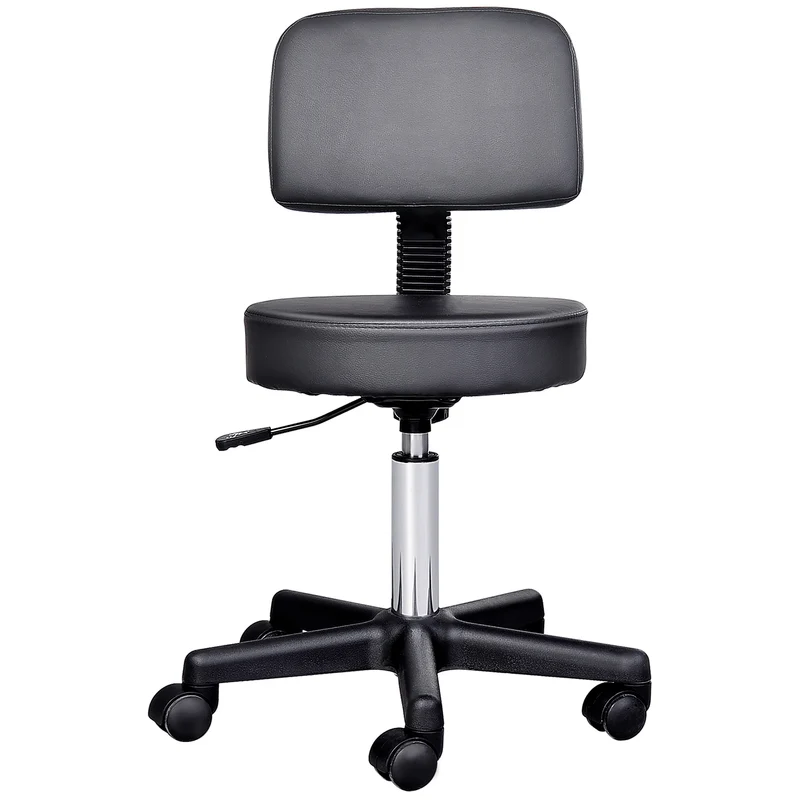 Tabouret de massage pivotant hauteur réglable 35 x 35 x 89 cm assise rembourrée 360 degrés moderne épuré en PU noir 21_0000840
