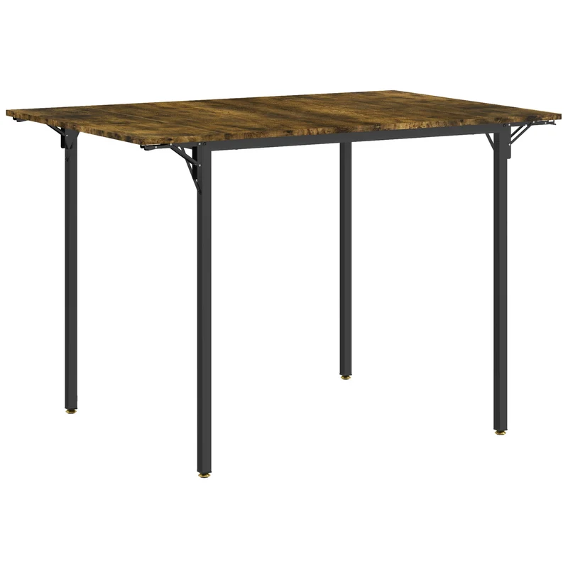 Table de salle à manger pliante extensible 120 x 79 x 79 cm gain de place très stable style industriel en MDF marron 21_0003254