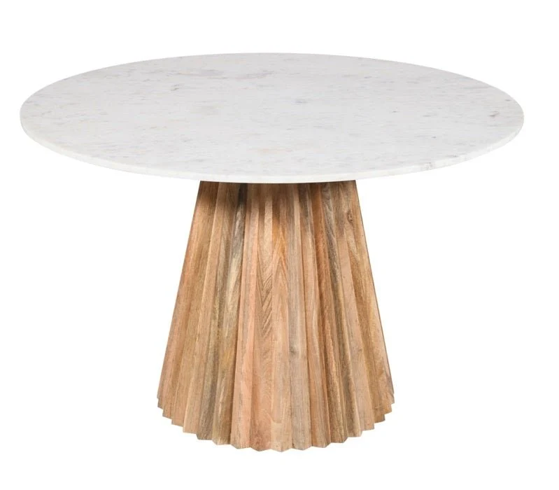 Mesa de comedor base de madera mango y mármol Ø130 Atica