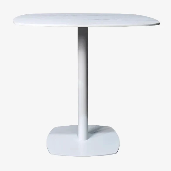 Mesa de bar acero blanco y piedra sinterizada 70-80 cm Aranda