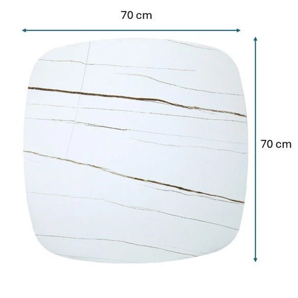Mesa de bar acero blanco y piedra sinterizada 70-80 cm Aranda