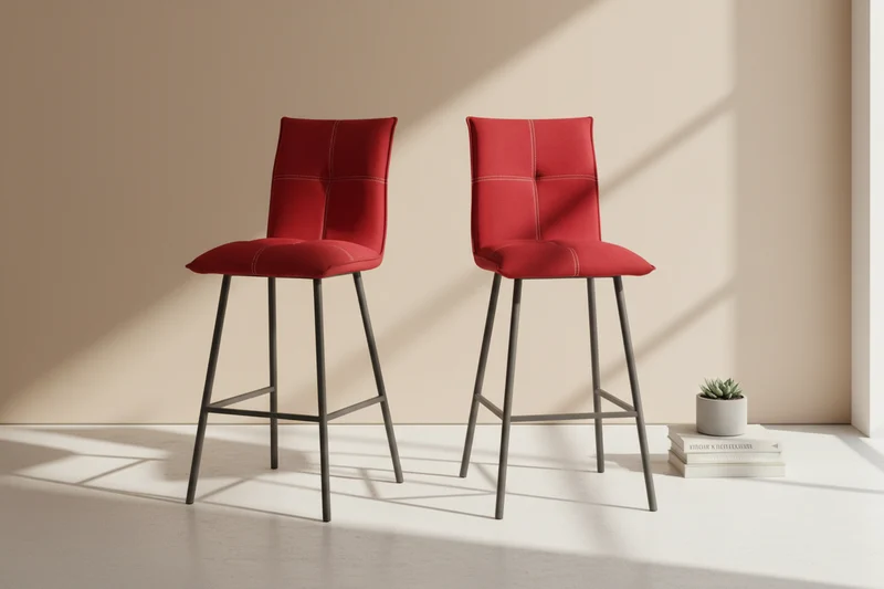 Lot de 2 chaises de bar rouge - Veronica