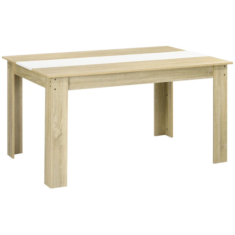 Table de salle à manger 140 x 89.5 x 75 cm pour 6 personnes patins antidérapants élégante style scandinave en MDF naturel 21_0003239