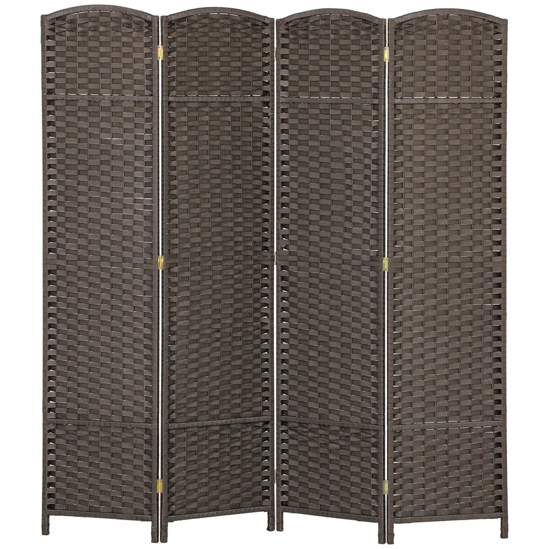 Paravent intérieur 4 panneaux 160 x 1,6 x 170 cm pliable séparation d'espace scandinave salon finition mate en PP marron 21_0001322