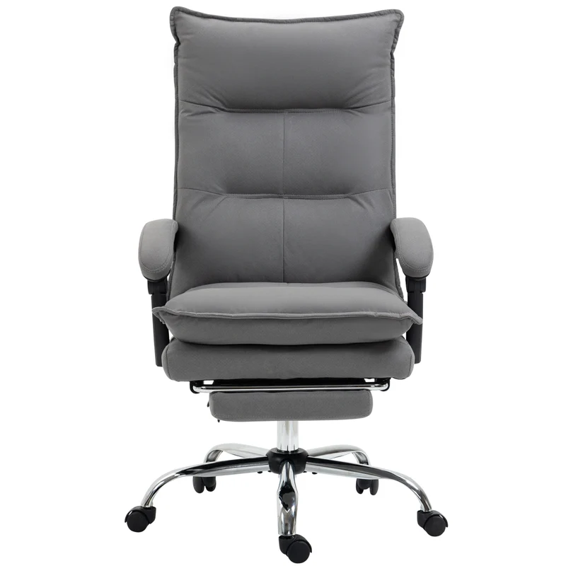 Fauteuil de bureau massant 66 x 74 x 121 cm repose-pieds chauffant 6 points massage ergonomie moderne en microfibre gris 21_0006244