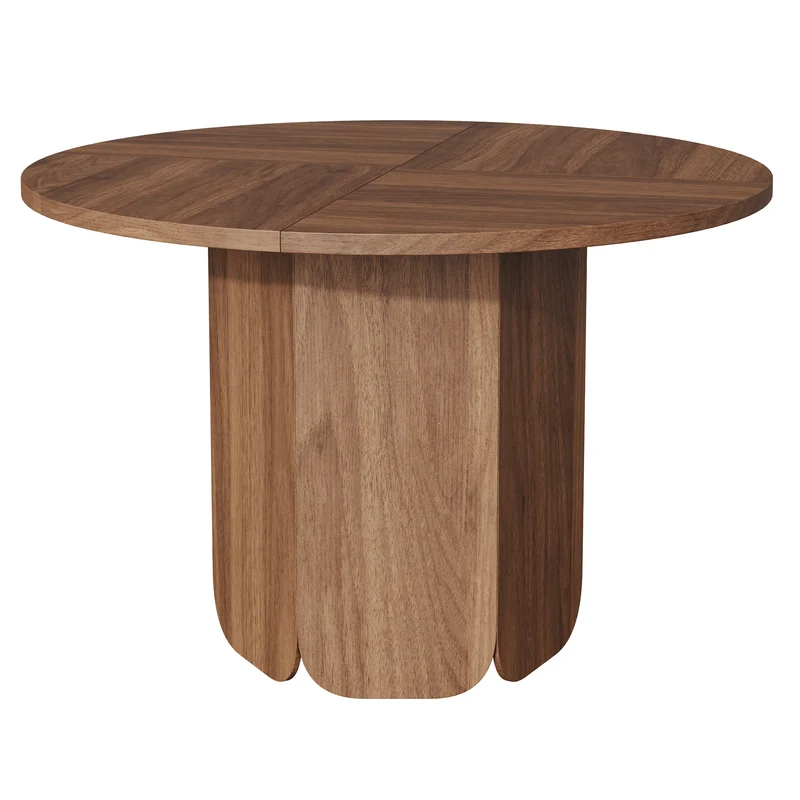 Table de salle à manger ronde effet noyer 4-6 personnes 120 cm MODERNCEILING