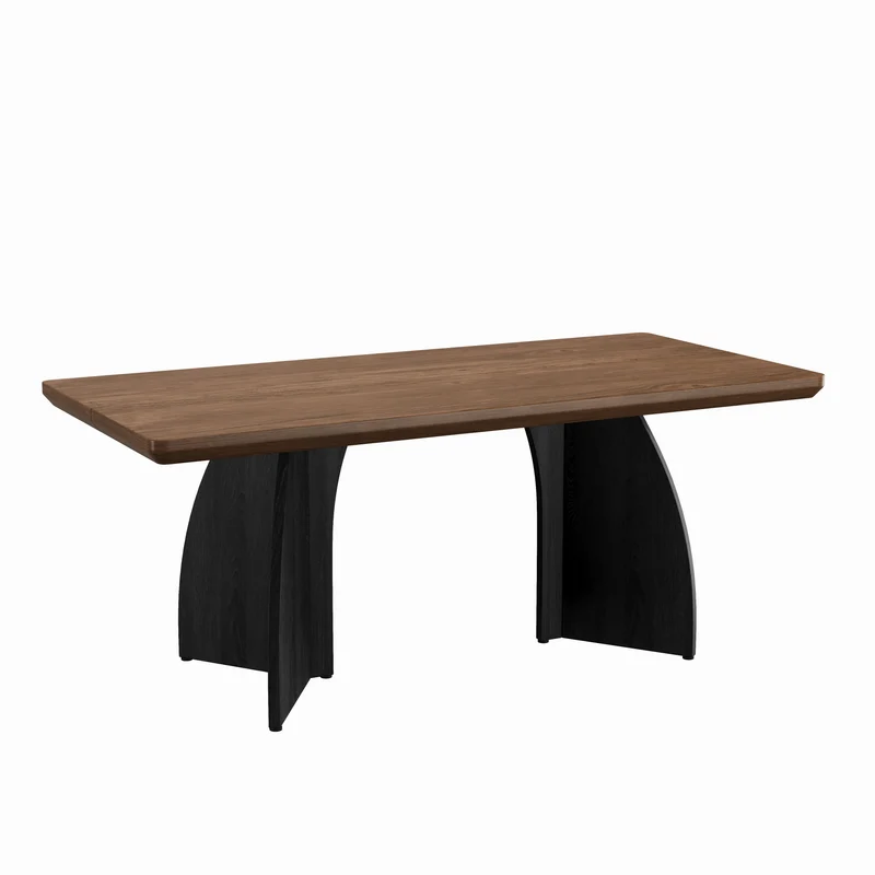 Table à manger moderne effet noyer, plateau épais de 4 cm et pieds sculpturaux 160x80 cm MODERNIRONSTYLE