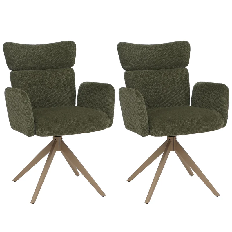 Lot de 2 chaises de salle à manger modernes confortables 92 x 63 x 58 cm en tissu bouclé vert 04_0008823