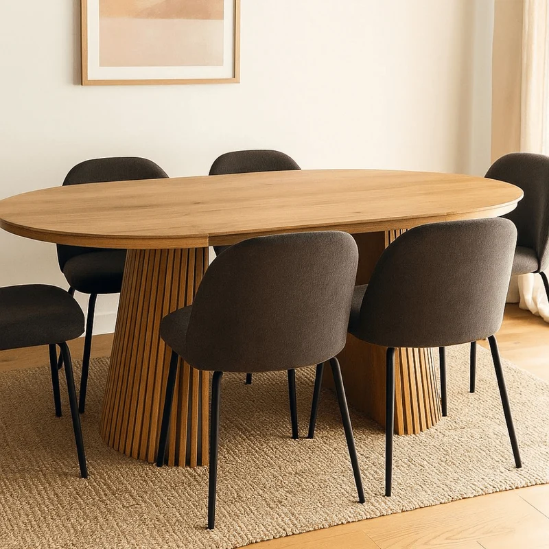 Mesa de comedor redonda extensible 120-160-200cm Eleganza