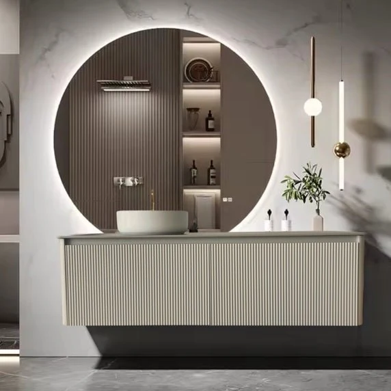 Mueble de baño 140 cm 2 cajones con lavabo y espejo led Vital