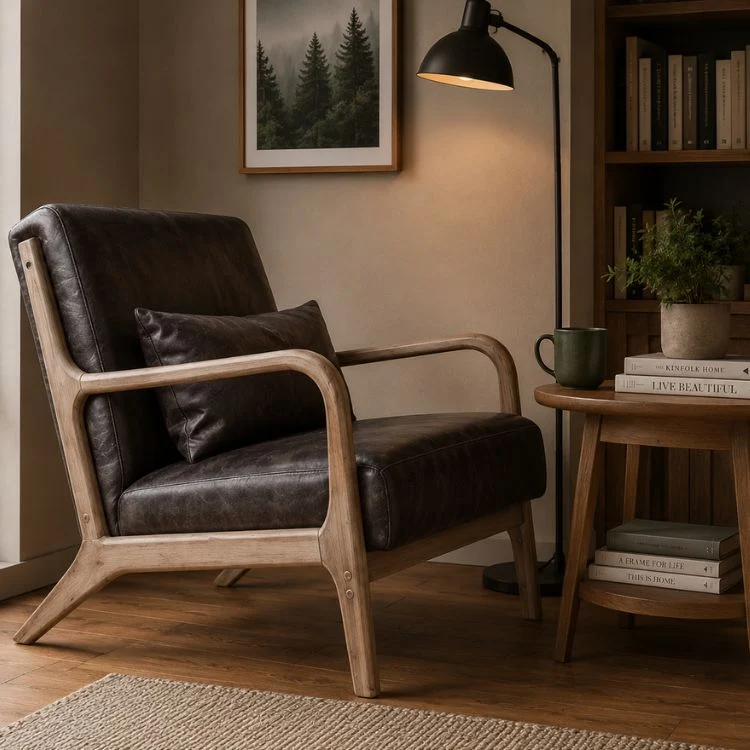 Sillón vintage semipiel envejecida Miño