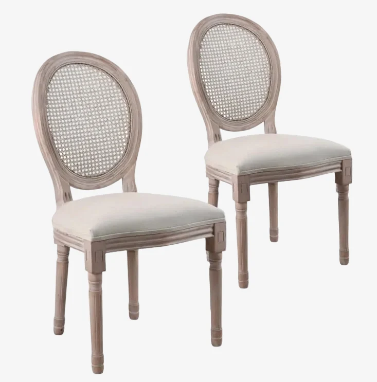 Pack de 2 Sillas de comedor Versalles con respaldo de ratán