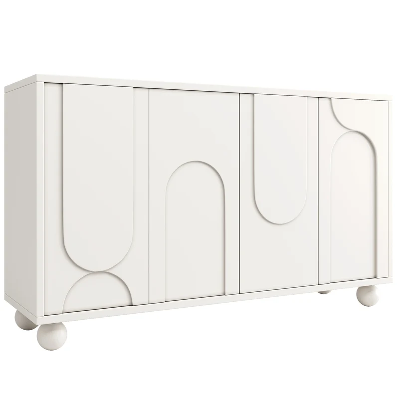 Buffet moderne blanc motif U 120x35x71cm ALIGNLNE