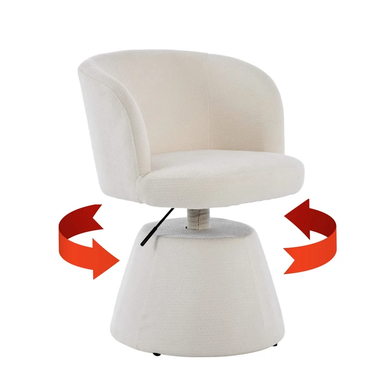 Chaise de salle à manger chenille beige pivotant 360° hauteur réglable pour un tabouret de bar FABRIC WALL