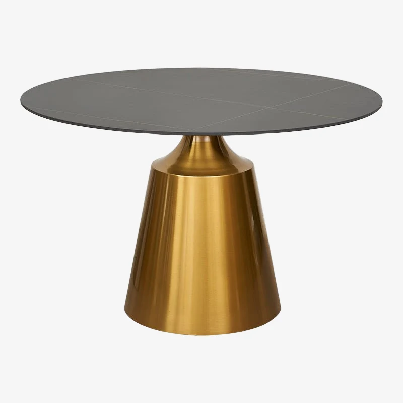 Mesa de Comedor 130Ø dorada Onix Piedra Sinterizada