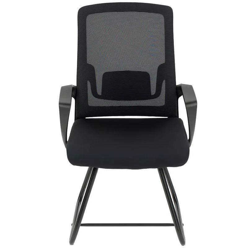 Chaise de conférence ergonomique 57 x 56 x 97 cm maille respirante assise rembourrée moderne design en polyester noir 21_0006322