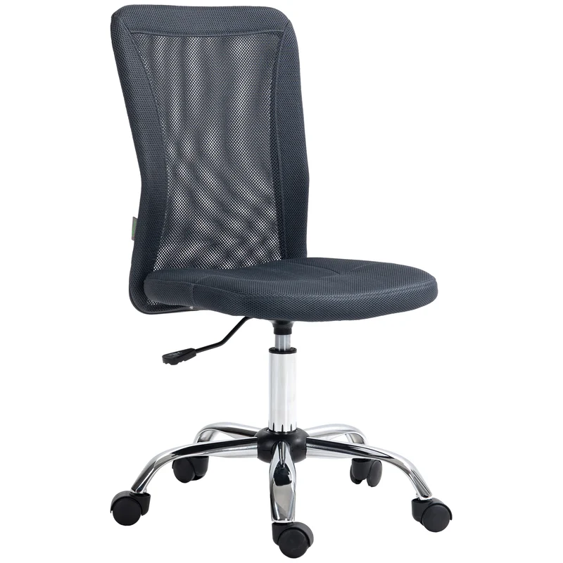 Chaise de bureau ergonomique 43 x 58 x 90-100 cm assise réglable pivotante 360° roulettes moderne en tissu gris foncé 21_0006170
